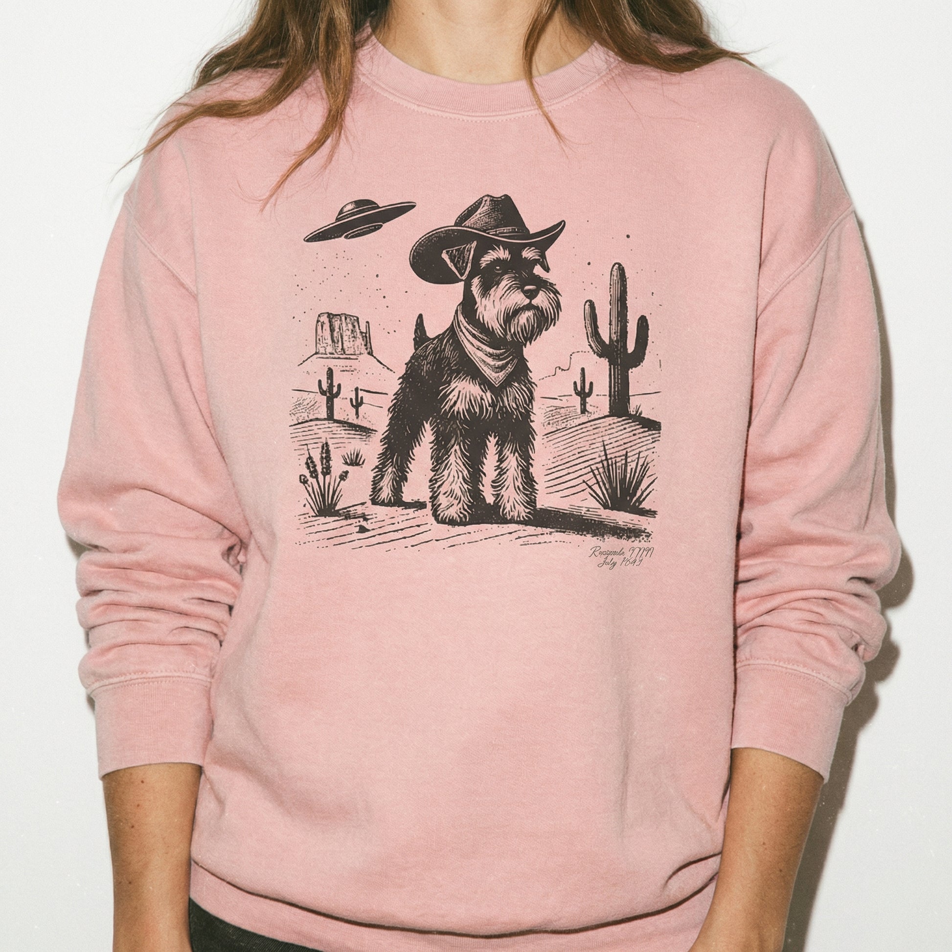 Vintage Schnauzer UFO Shirt – Retro Western Cowboy Dog Graphic T-Shirt