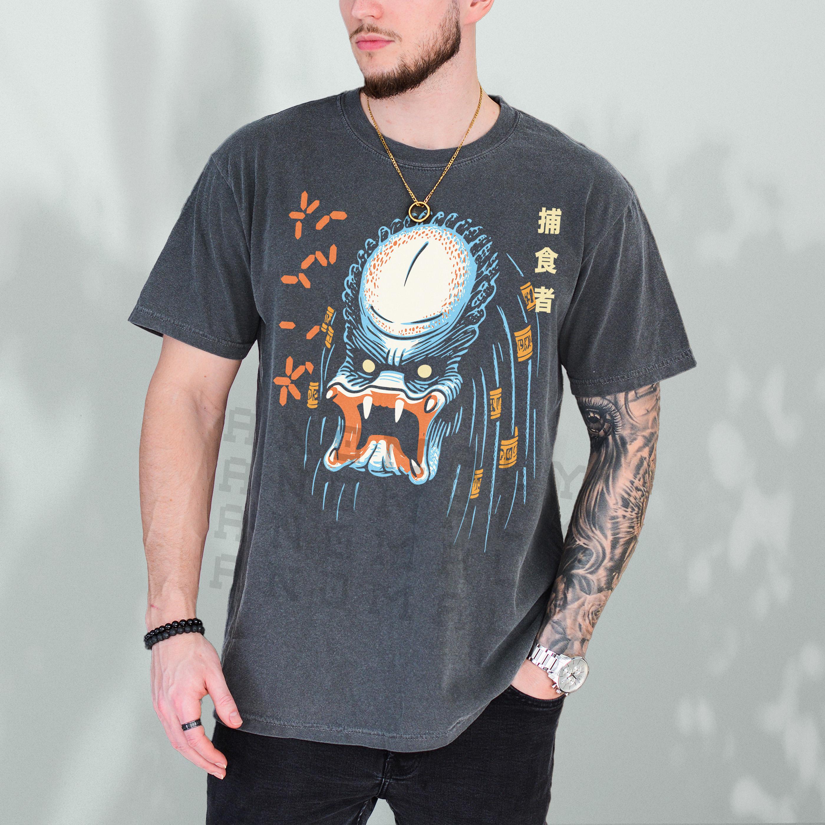 Vintage Sci-Fi Movie Graphic Tee – Japanese Anime Style 80s Alien Monster T-Shirt