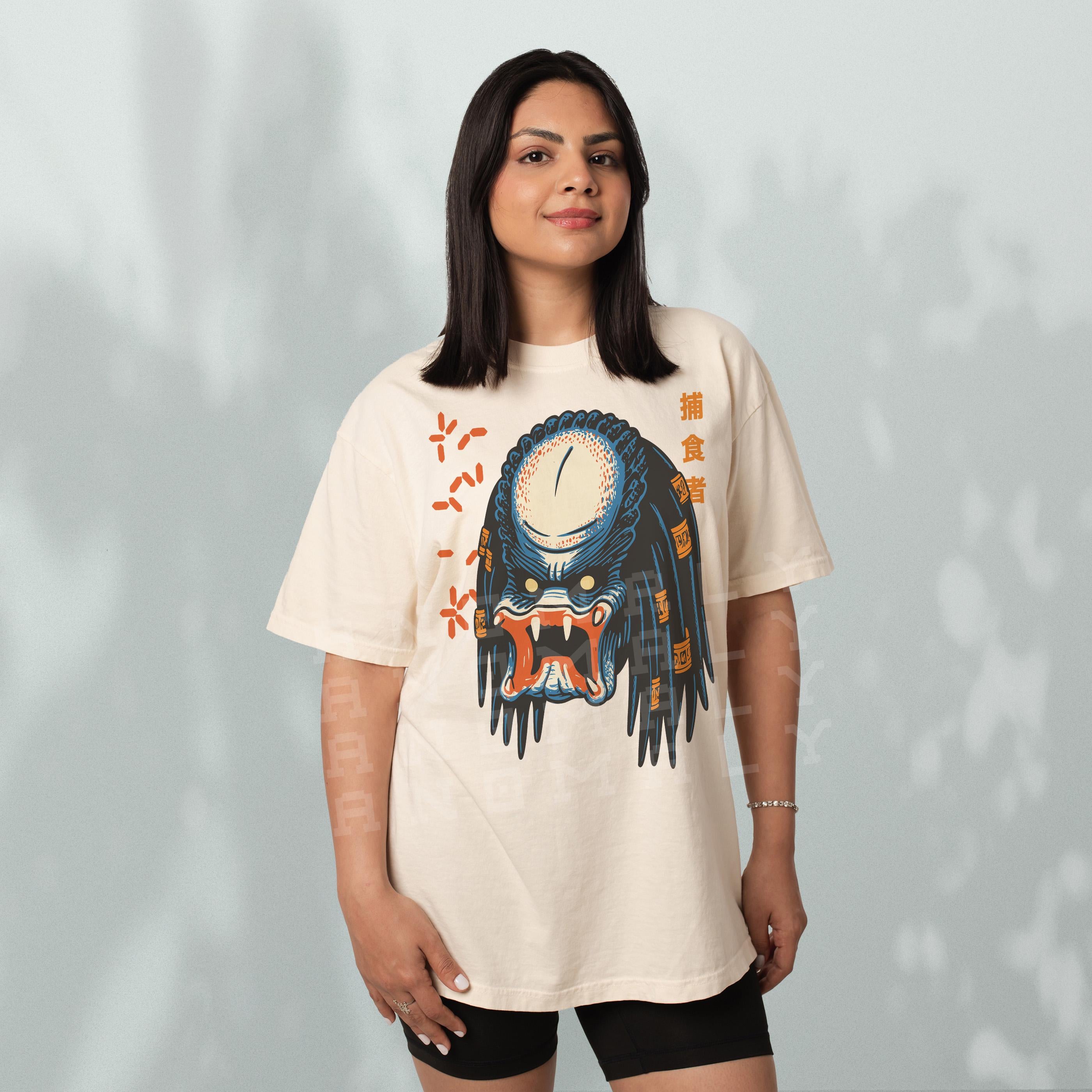 Vintage Sci-Fi Movie Graphic Tee – Japanese Anime Style 80s Alien Monster T-Shirt