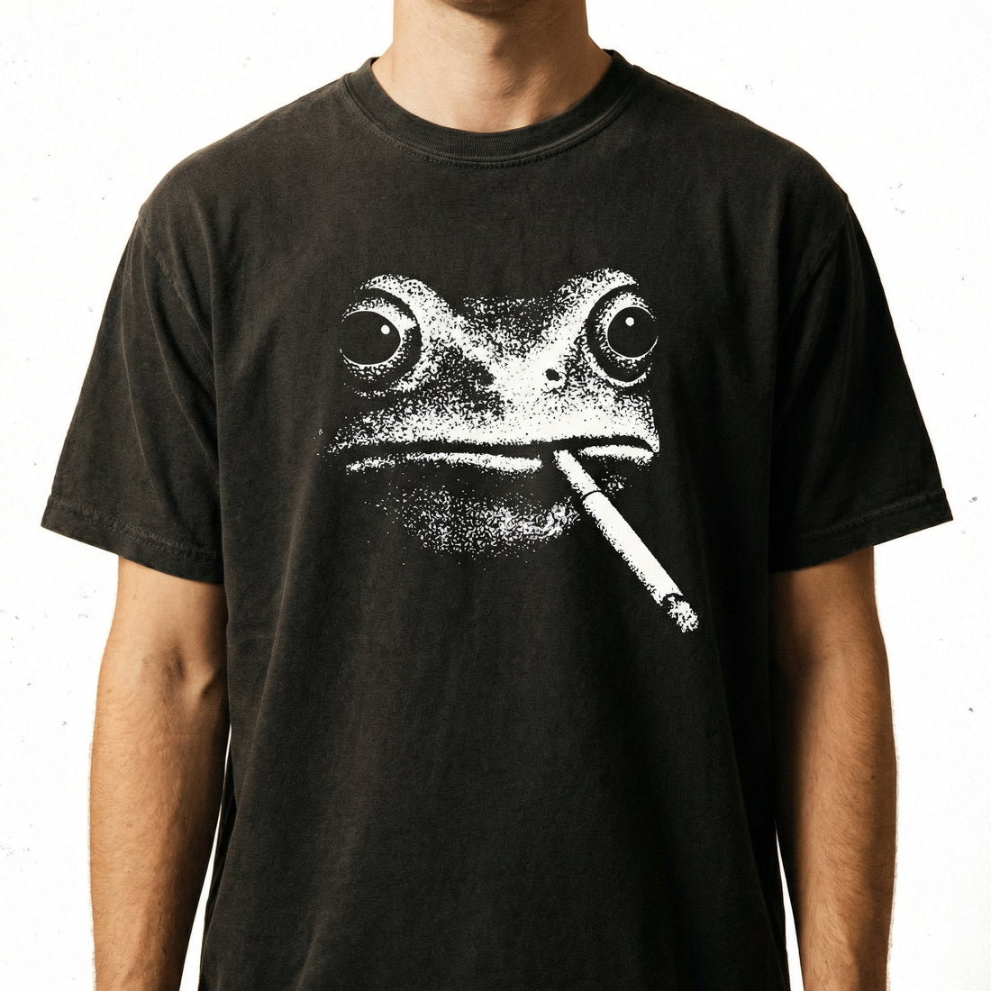 Vintage Smoking Frog Graphic T-Shirt – 90s Frog Lover Meme Tee