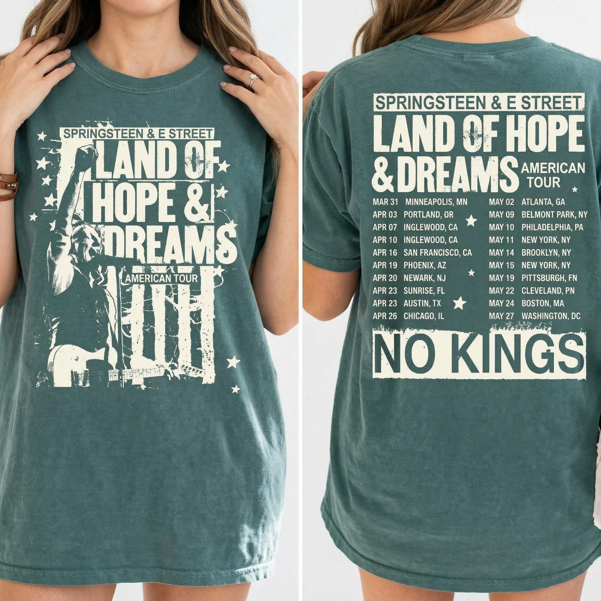 Vintage Springsteen Land of Hope Dreams Rock Concert Tour Shirt – Retro Music Graphic Tee