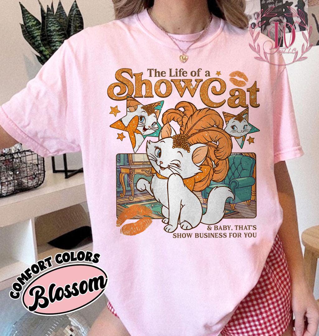 Vintage Life of a ShowCat Shirt – Showgirl Cat Tee – Retro Cat Lover Top – Chalky Mint Graphic
