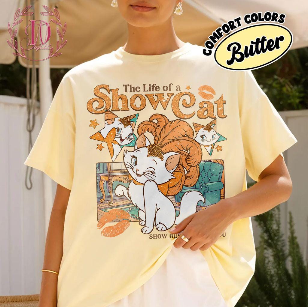 Vintage Life of a ShowCat Shirt – Showgirl Cat Tee – Retro Cat Lover Top – Chalky Mint Graphic