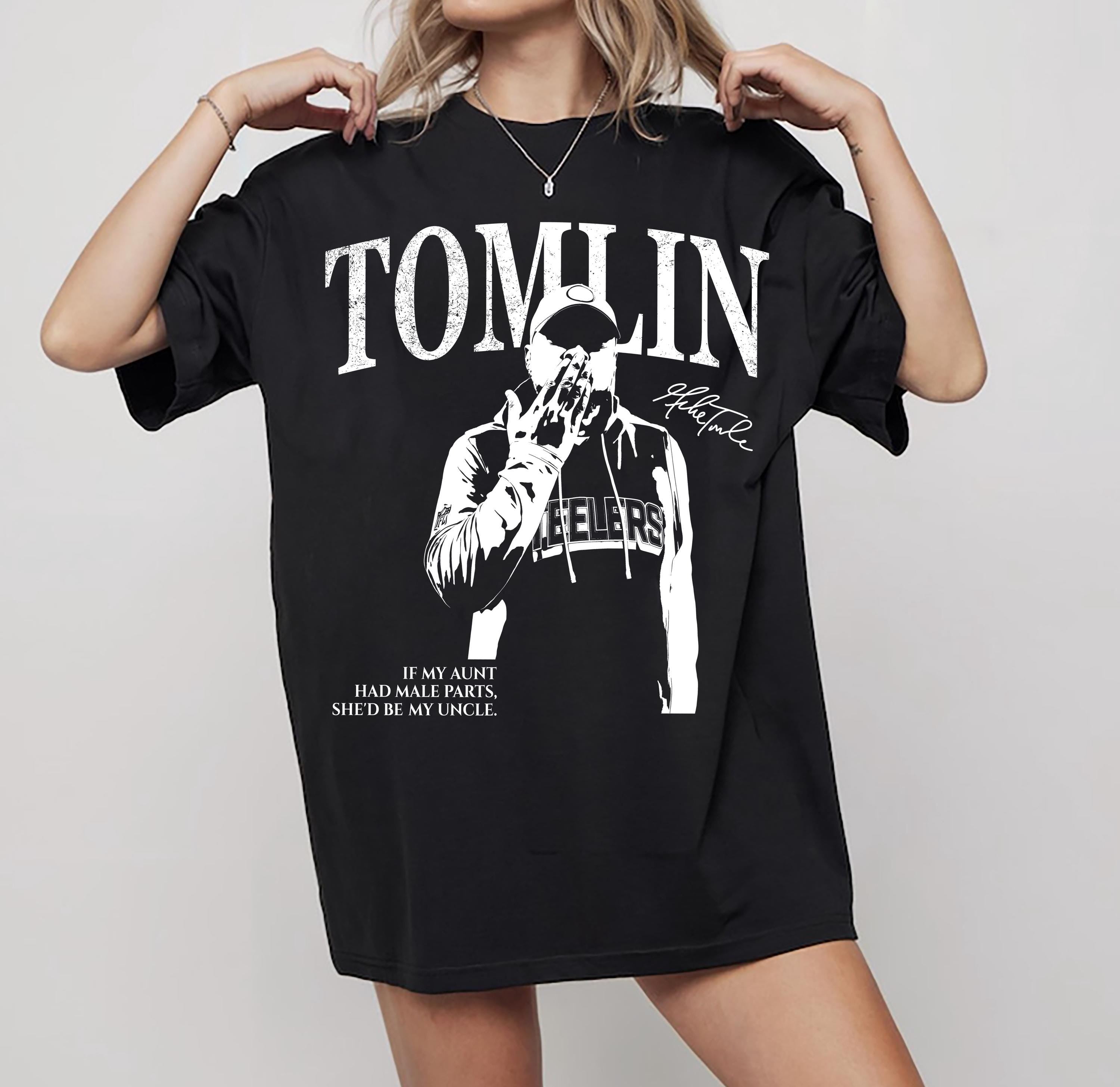 Vintage Tomlin Pittsburgh Football Graphic T-Shirt – Retro Rap Style Game Day Tee