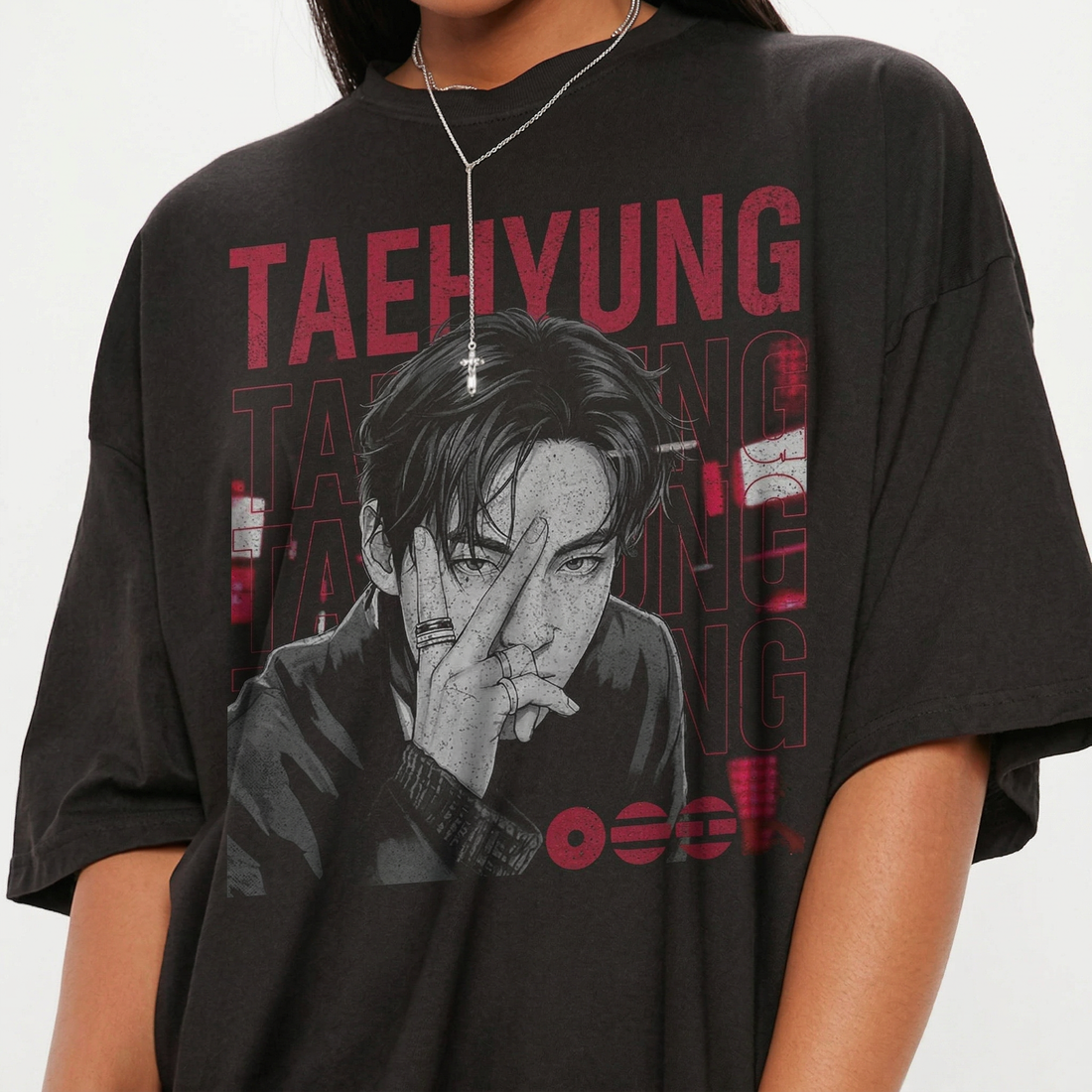 Vintage V Letter Retro 90s Graphic T-Shirt – Kpop Style Fan Gift Tee