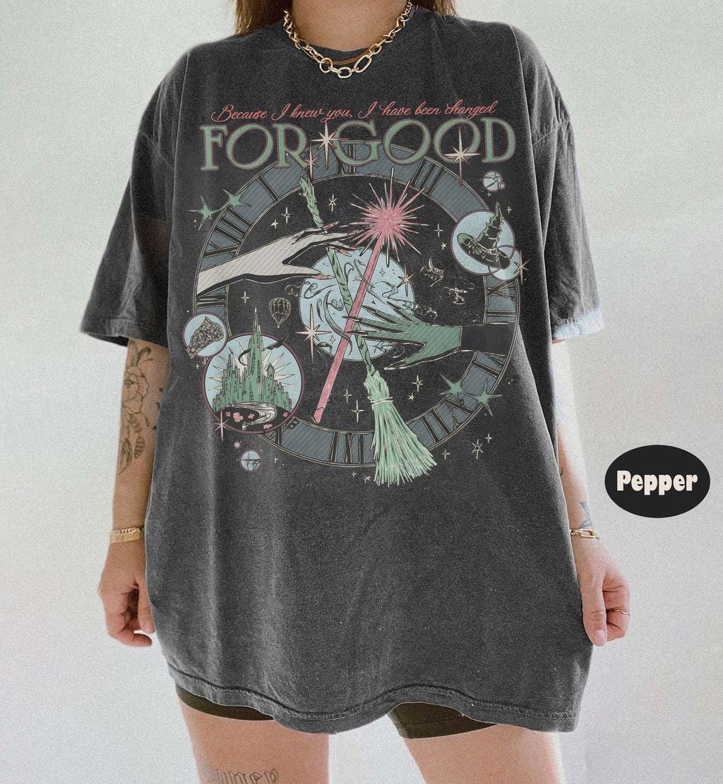 Vintage Wicked Inspired Sweatshirt – Changed for Good Quote – Defying Gravity Wizard Shirt – Broomstick Magic Tee