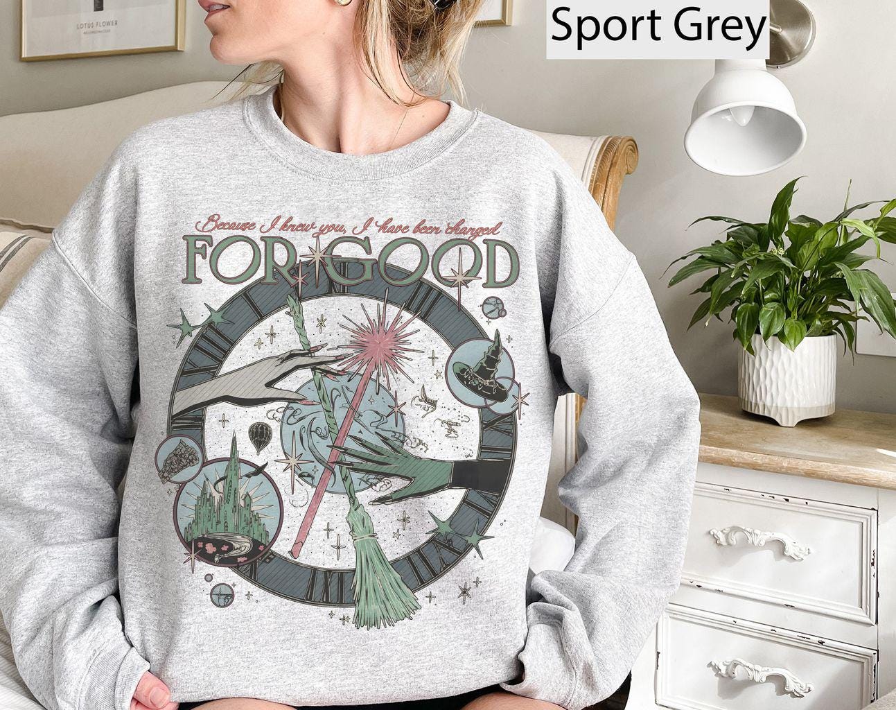 Vintage Wicked Inspired Sweatshirt – Changed for Good Quote – Defying Gravity Wizard Shirt – Broomstick Magic Tee