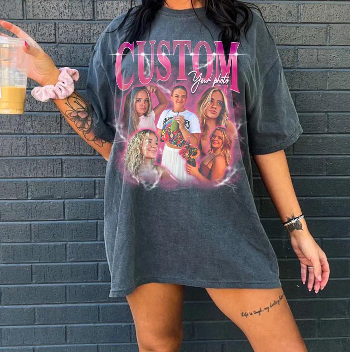 Vintage Custom Girlfriend Shirt – Personalized Boyfriend Face Shirt, Bachelorette Surprise, Bootleg Birthday Gift