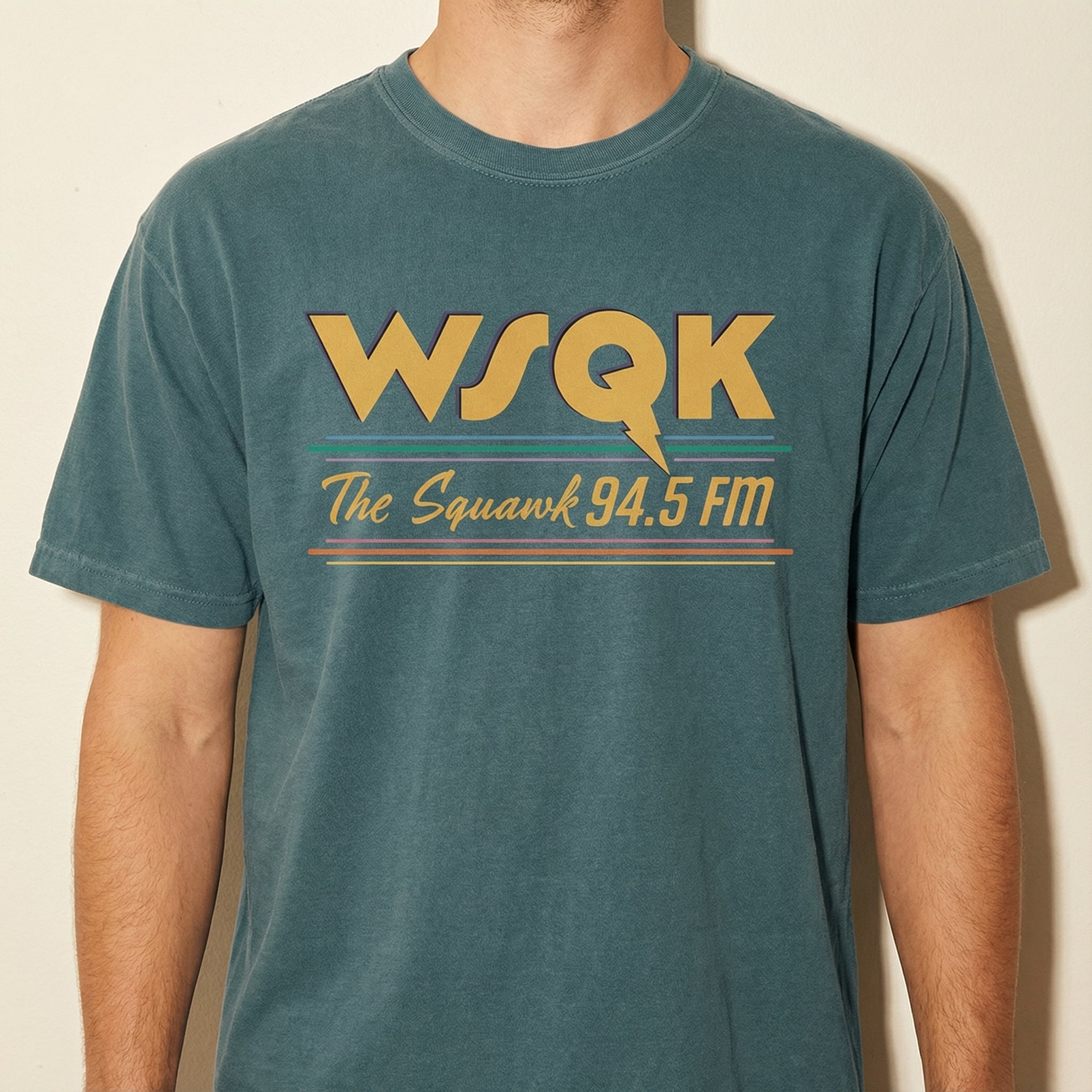WSQK The Squawk Graphic T-Shirt - Vintage Sci-Fi Radio Style 80s Nostalgic Tee