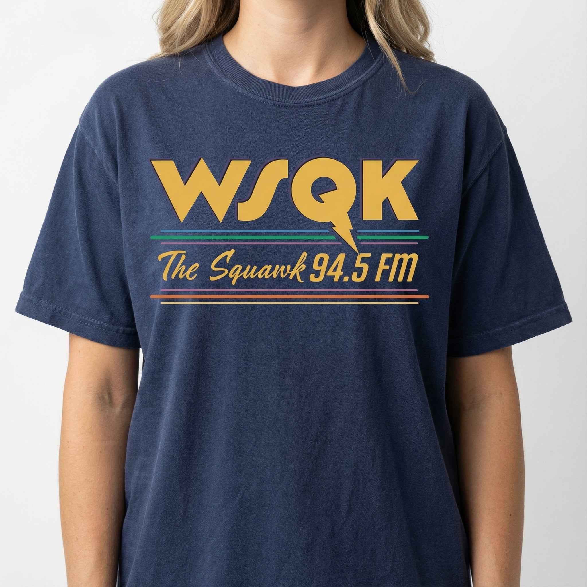 WSQK The Squawk Graphic T-Shirt - Vintage Sci-Fi Radio Style 80s Nostalgic Tee