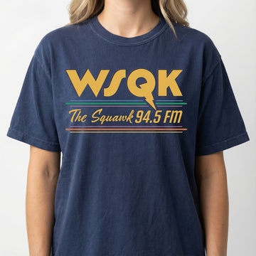 WSQK The Squawk Graphic T-Shirt - Vintage Sci-Fi Radio Style 80s Nostalgic Tee