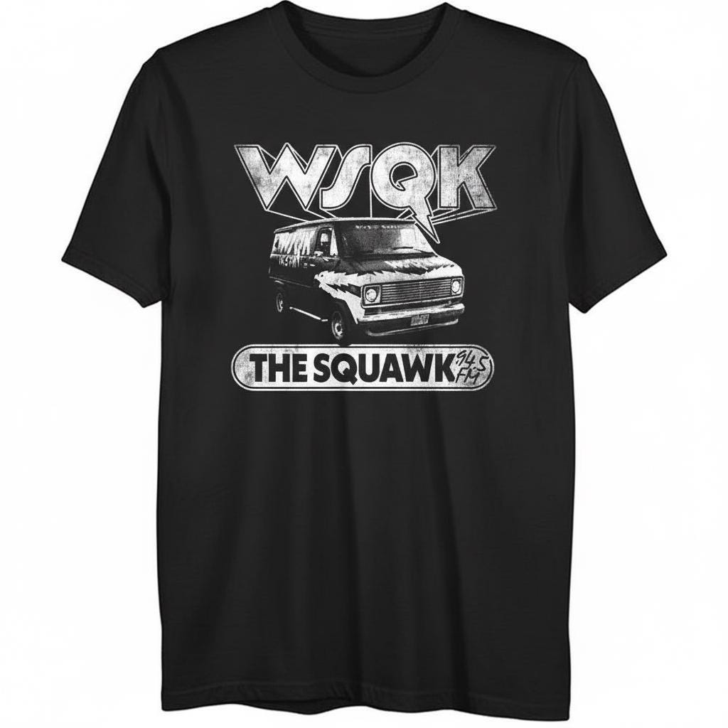WSQK The Squawk Vintage Graphic Tee - Classic Sci-Fi Nostalgia Shirt