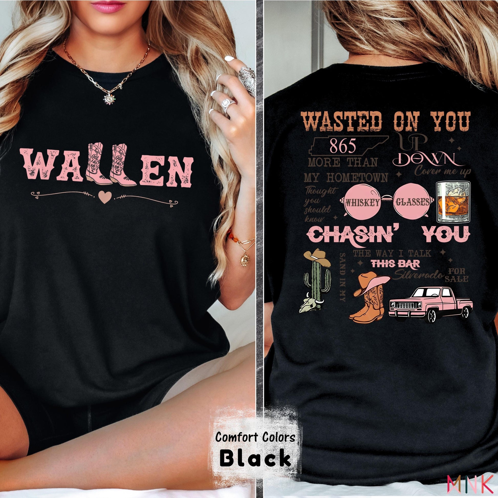 Wallen Country Concert T-Shirt – Pink Western Boot Graphic Tee