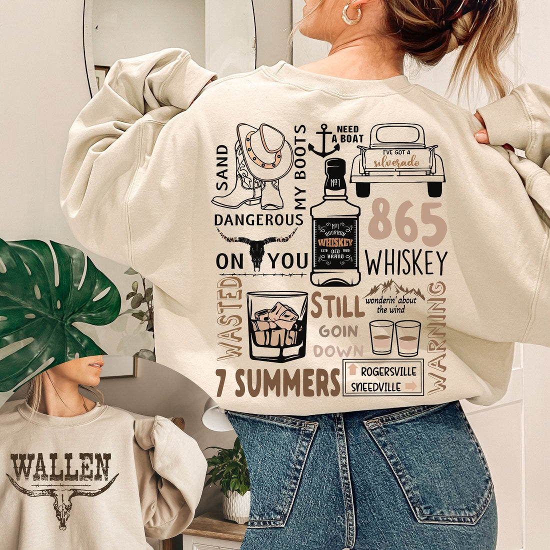 Vintage Western Crewneck Sweatshirt – Wallen Country Music Concert Apparel