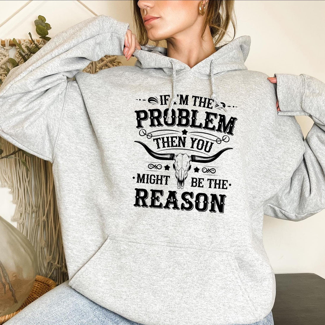Western Graphic Hoodie – I’m the Problem Retro Country Music Pullover