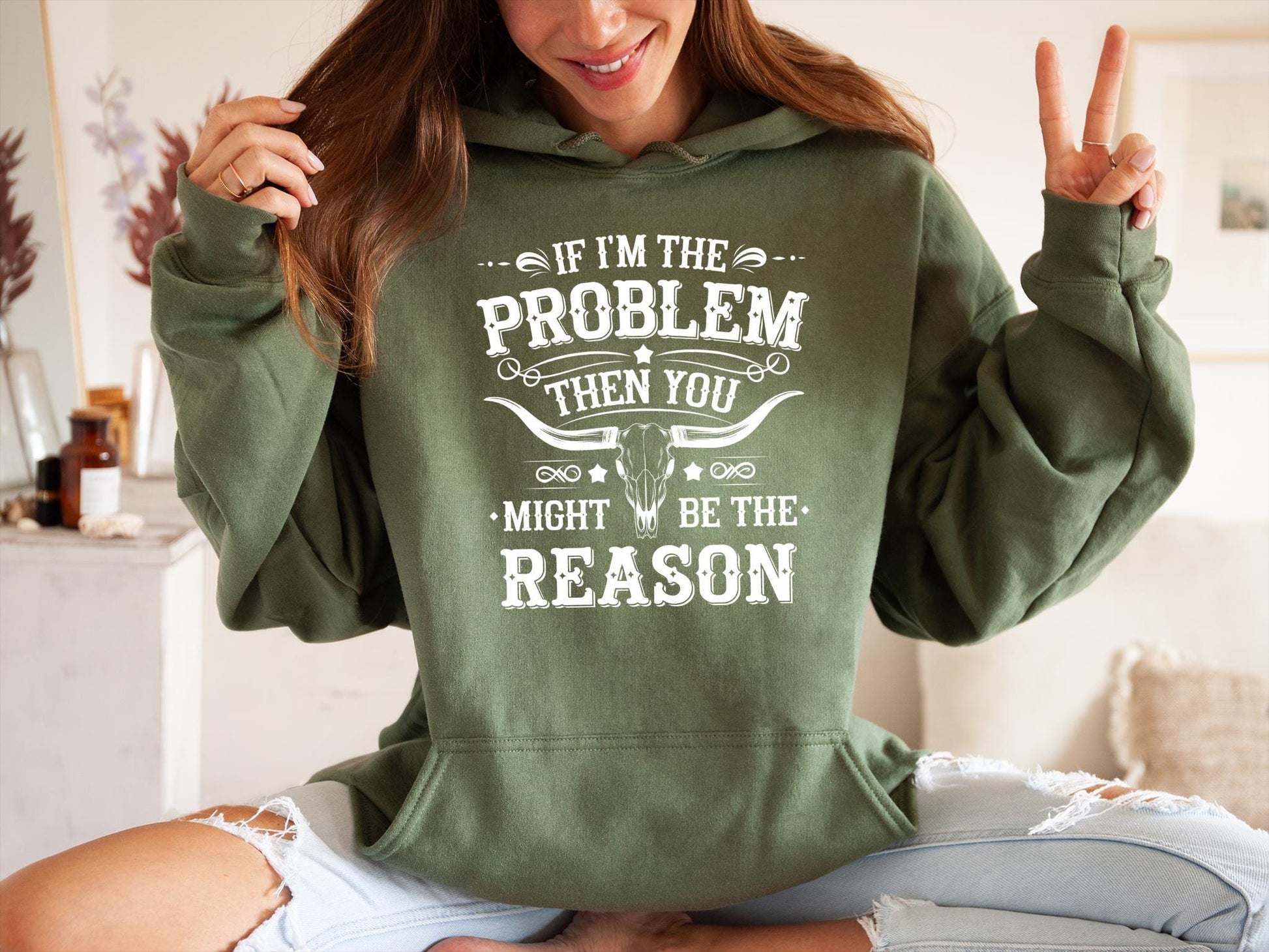 Western Graphic Hoodie – I’m the Problem Retro Country Music Pullover