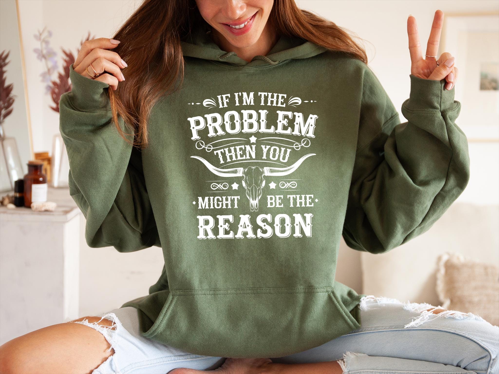 Western Graphic Hoodie – I’m the Problem Retro Country Music Pullover