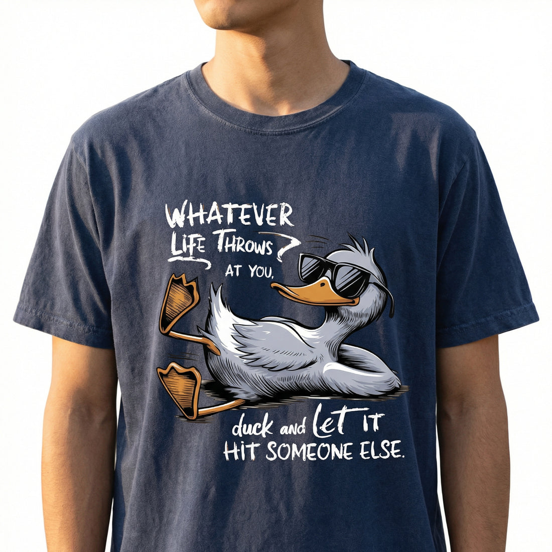 Whatever Life Throws at You Funny Duck T-Shirt – Sarcastic Retro Quote Tee