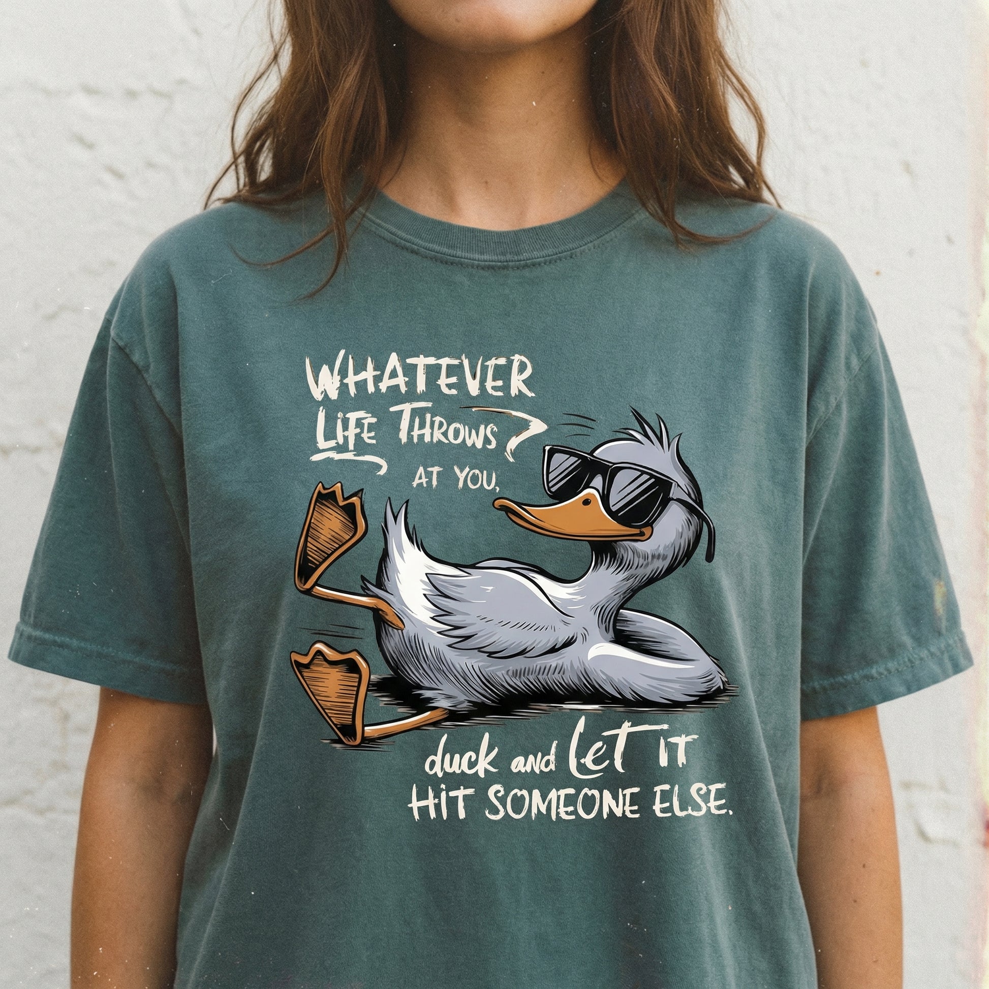 Whatever Life Throws at You Funny Duck T-Shirt – Sarcastic Retro Quote Tee