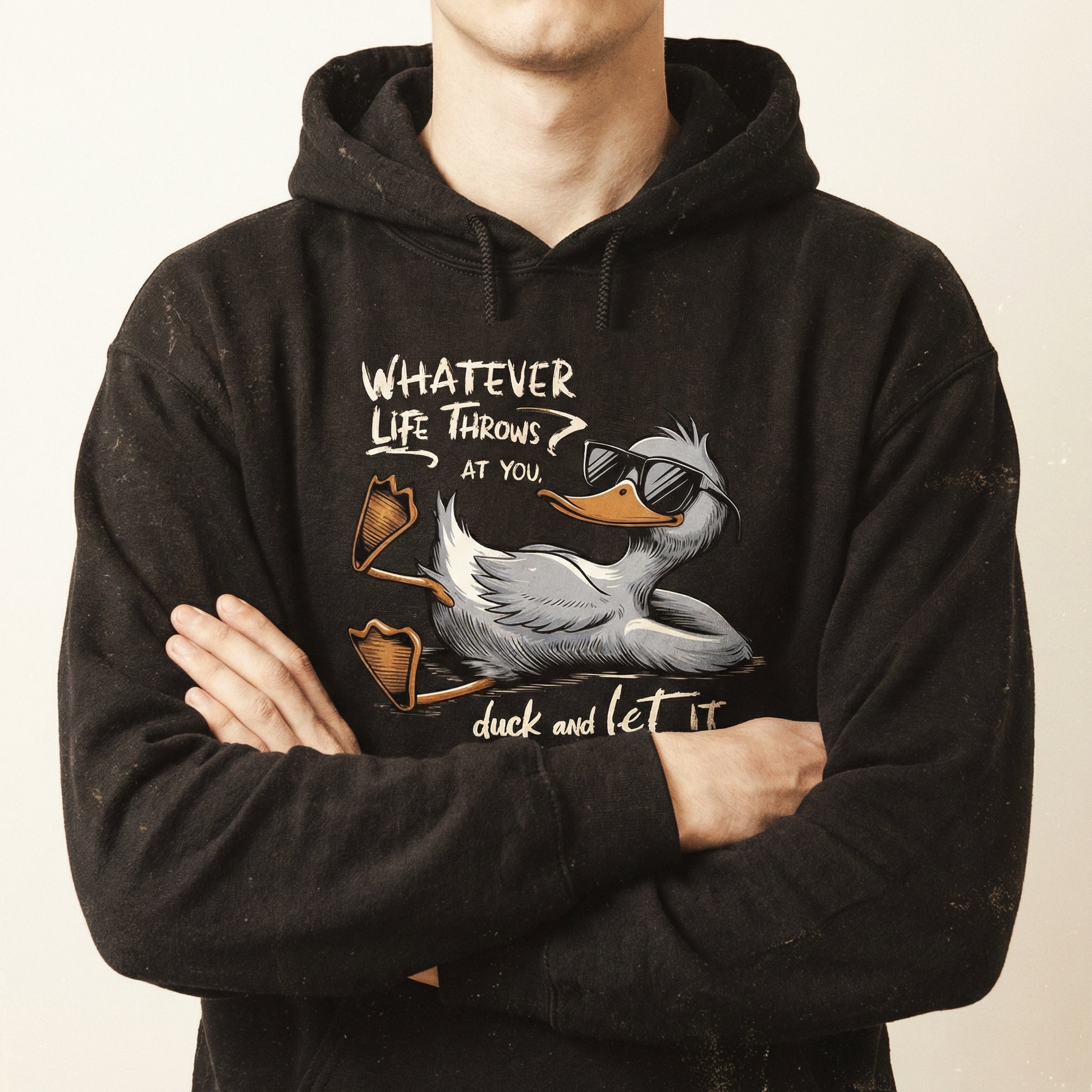 Whatever Life Throws at You Funny Duck T-Shirt – Sarcastic Retro Quote Tee