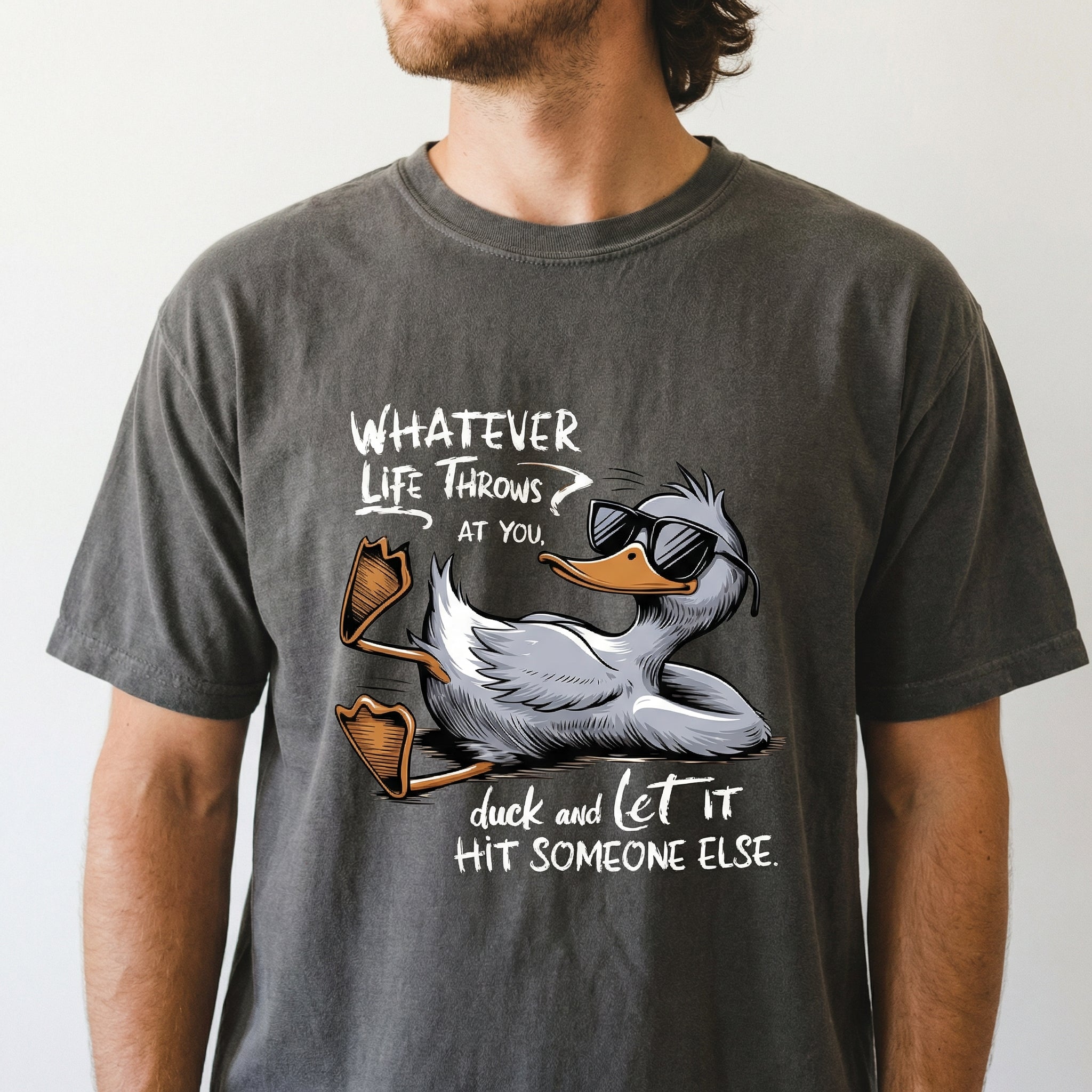 Whatever Life Throws at You Funny Duck T-Shirt – Sarcastic Retro Quote Tee