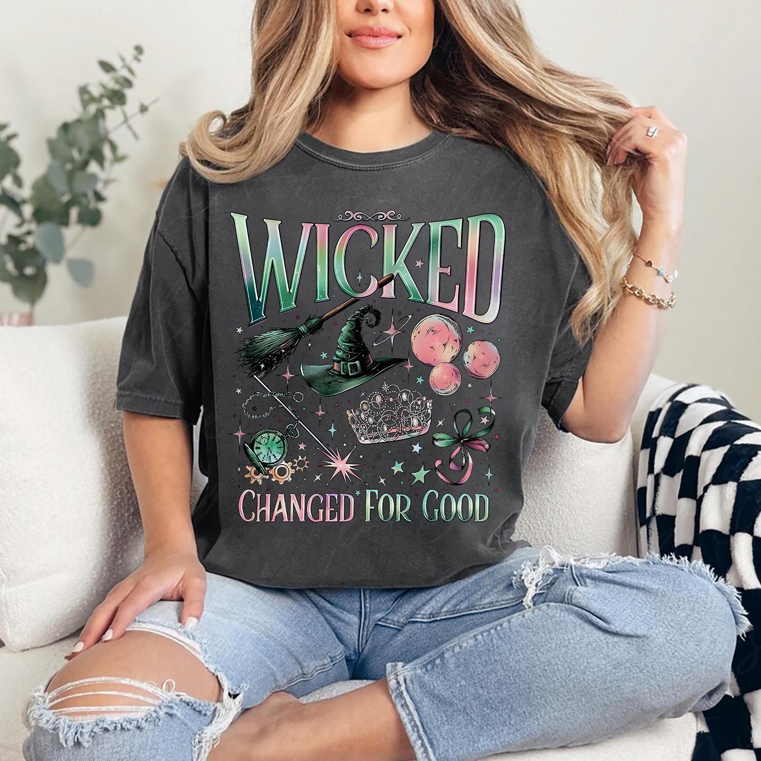 Changed for Good Wizard Shirt – Defy Gravity Inspired Broomstick Tee, Magic Wand Theatre Graphic Gift for Wizard Fans