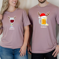 Winedeer Reinbeer Funny Matching T-Shirts For Couples