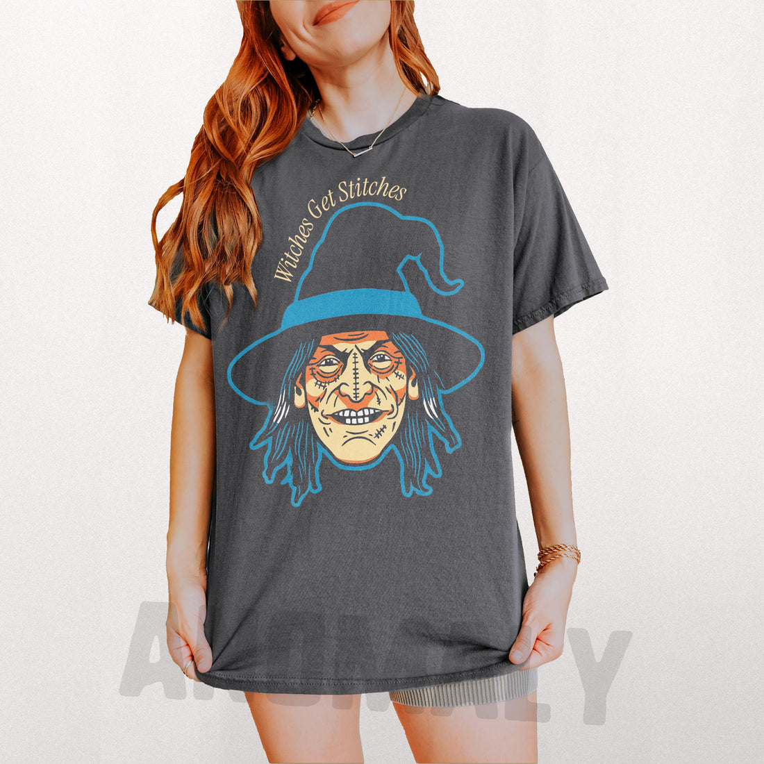 Funny Witch Graphic Tee – Witch Gets Stitches T-Shirt