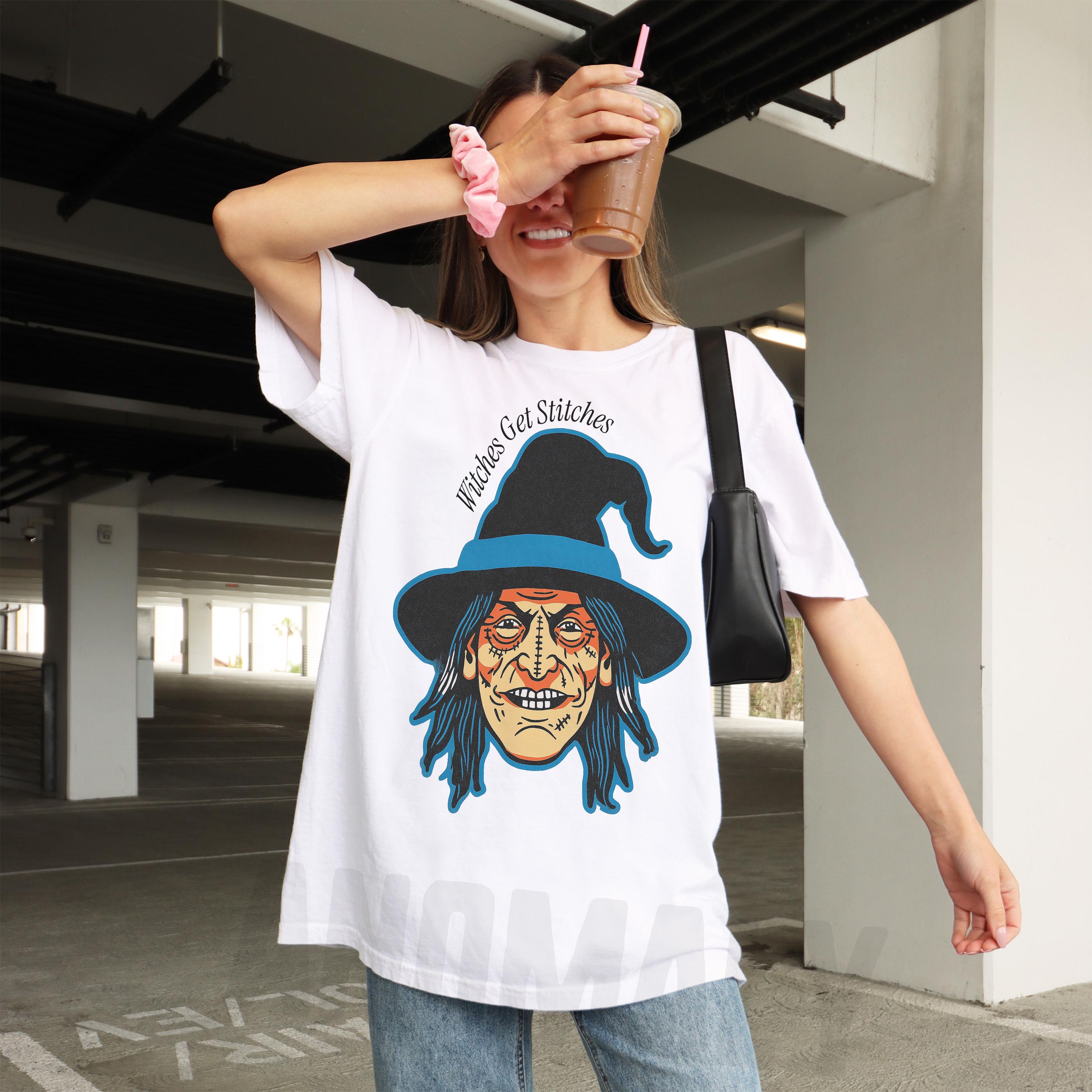 Funny Witch Graphic Tee – Witch Gets Stitches T-Shirt