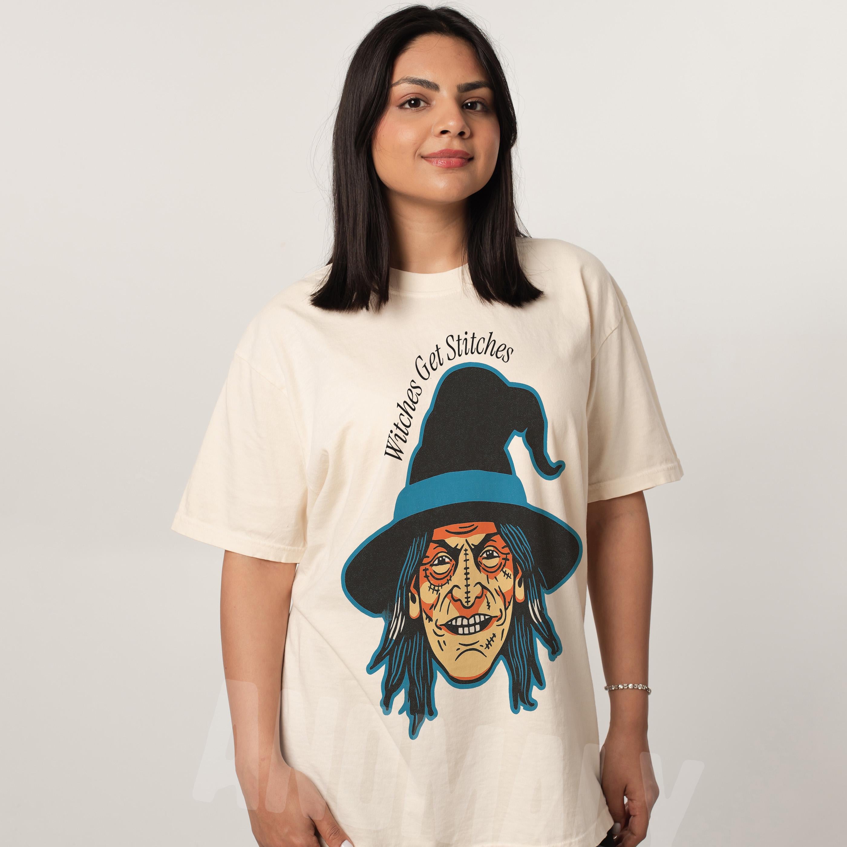 Funny Witch Graphic Tee – Witch Gets Stitches T-Shirt