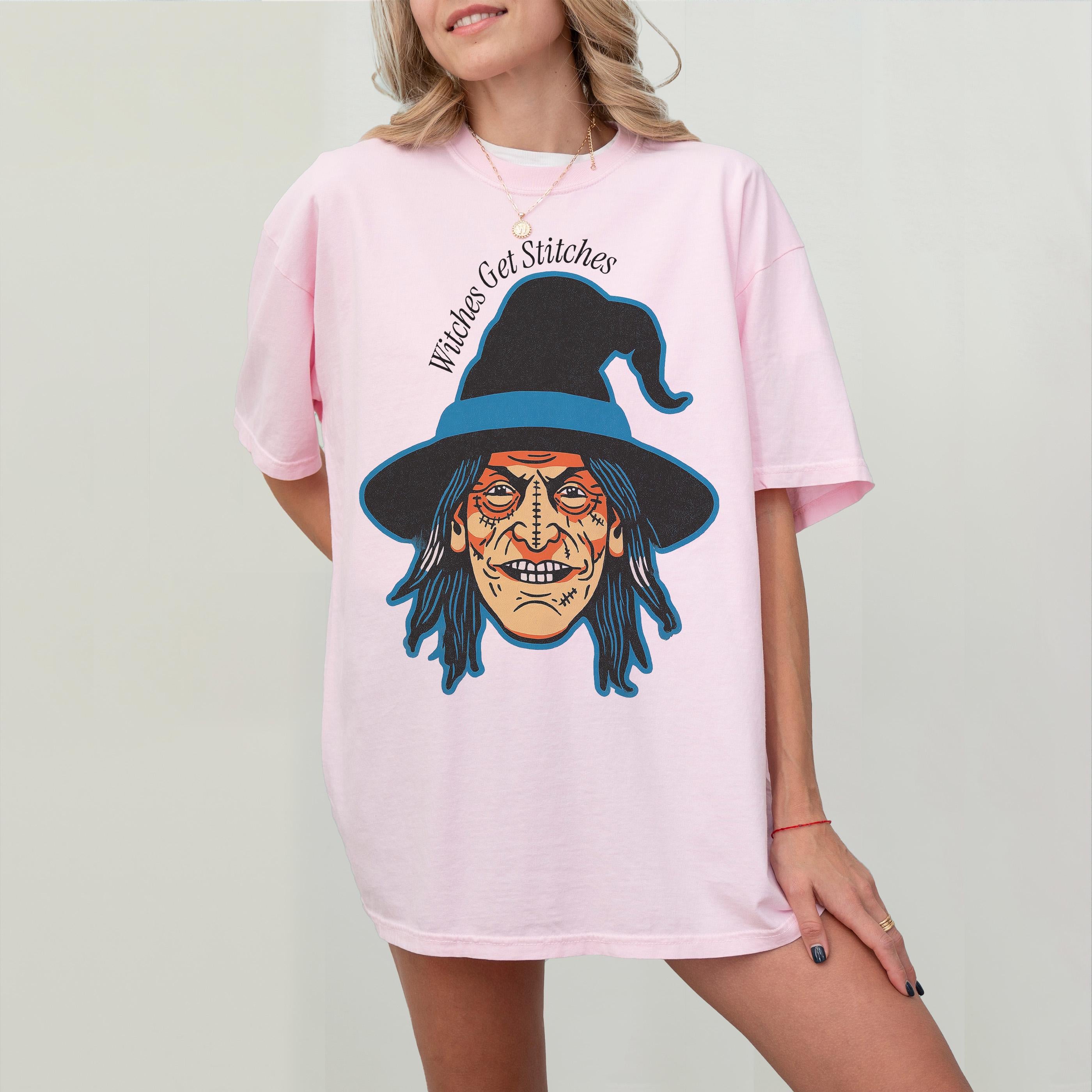 Funny Witch Graphic Tee – Witch Gets Stitches T-Shirt
