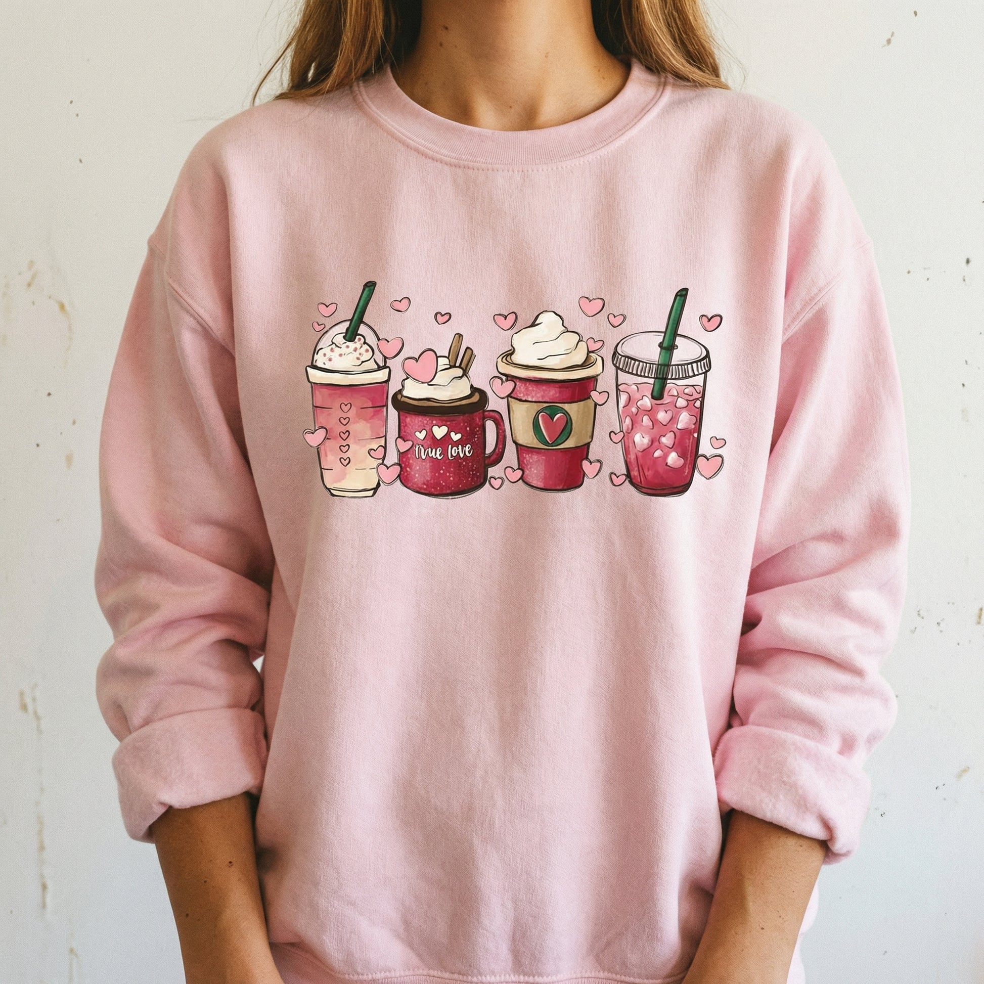 Women’s Valentine’s Day Sweatshirt – Coffee Love Graphic Sweater