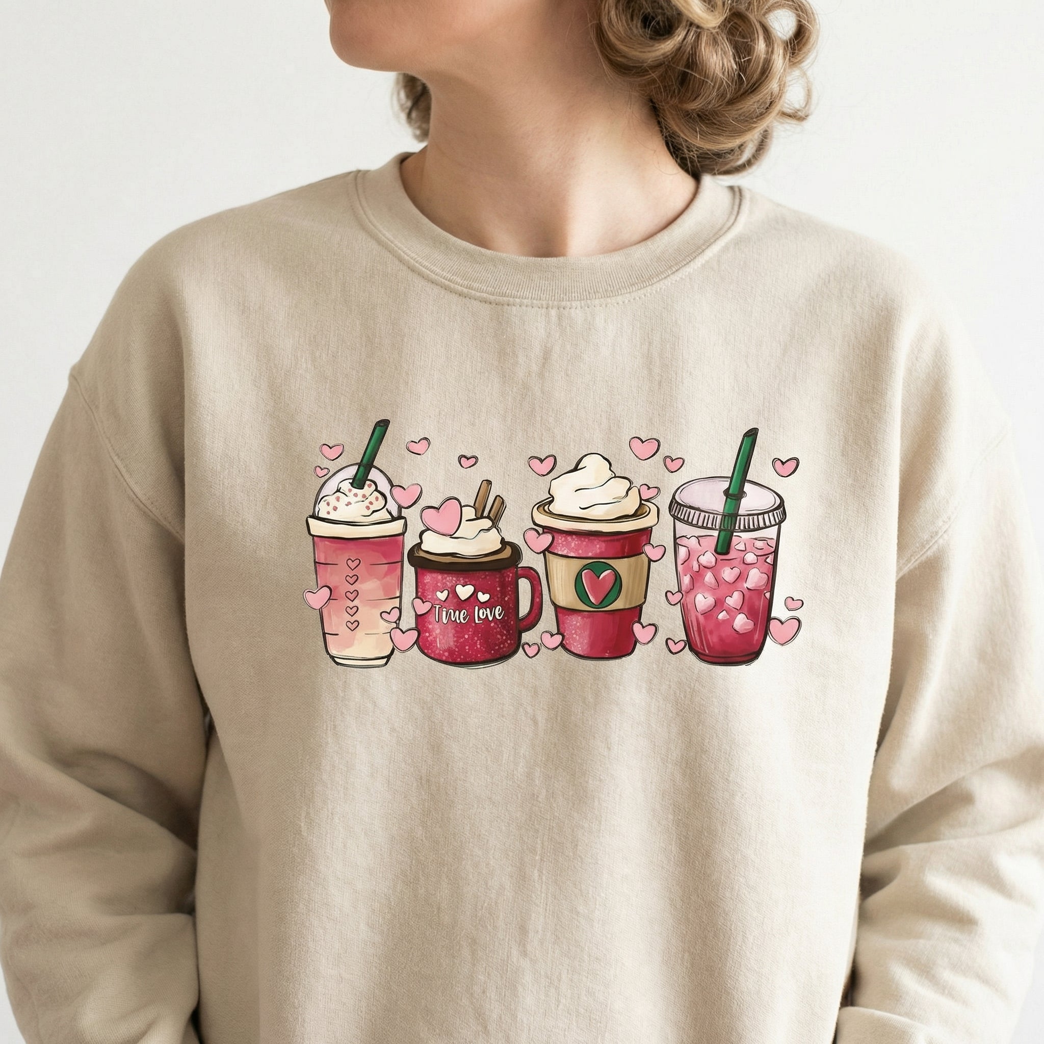 Women’s Valentine’s Day Sweatshirt – Coffee Love Graphic Sweater