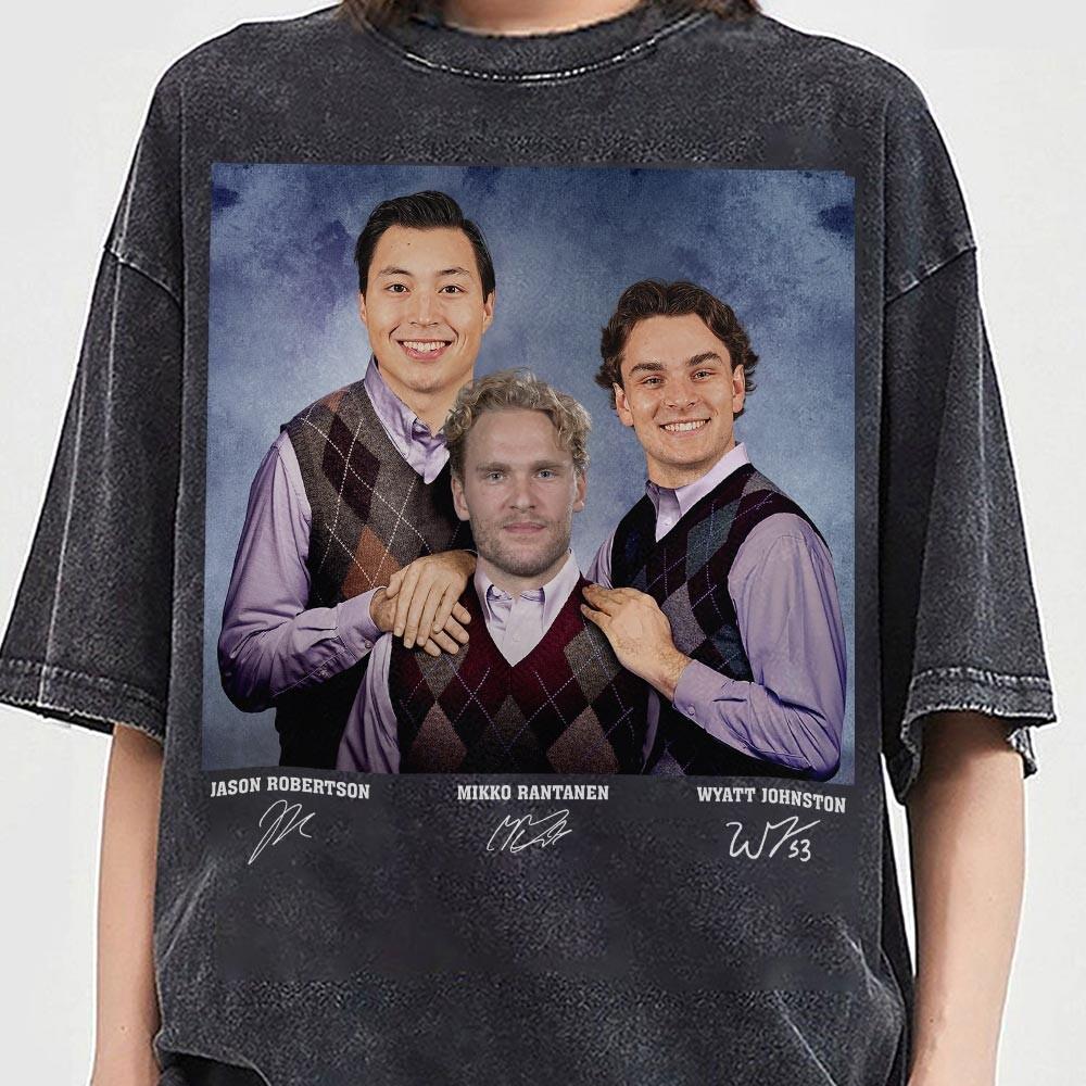 Wyatt Johnston Jason Robertson Mikko Rantanen Vintage Hockey T-Shirt – Dallas Retro 90s Style Tee