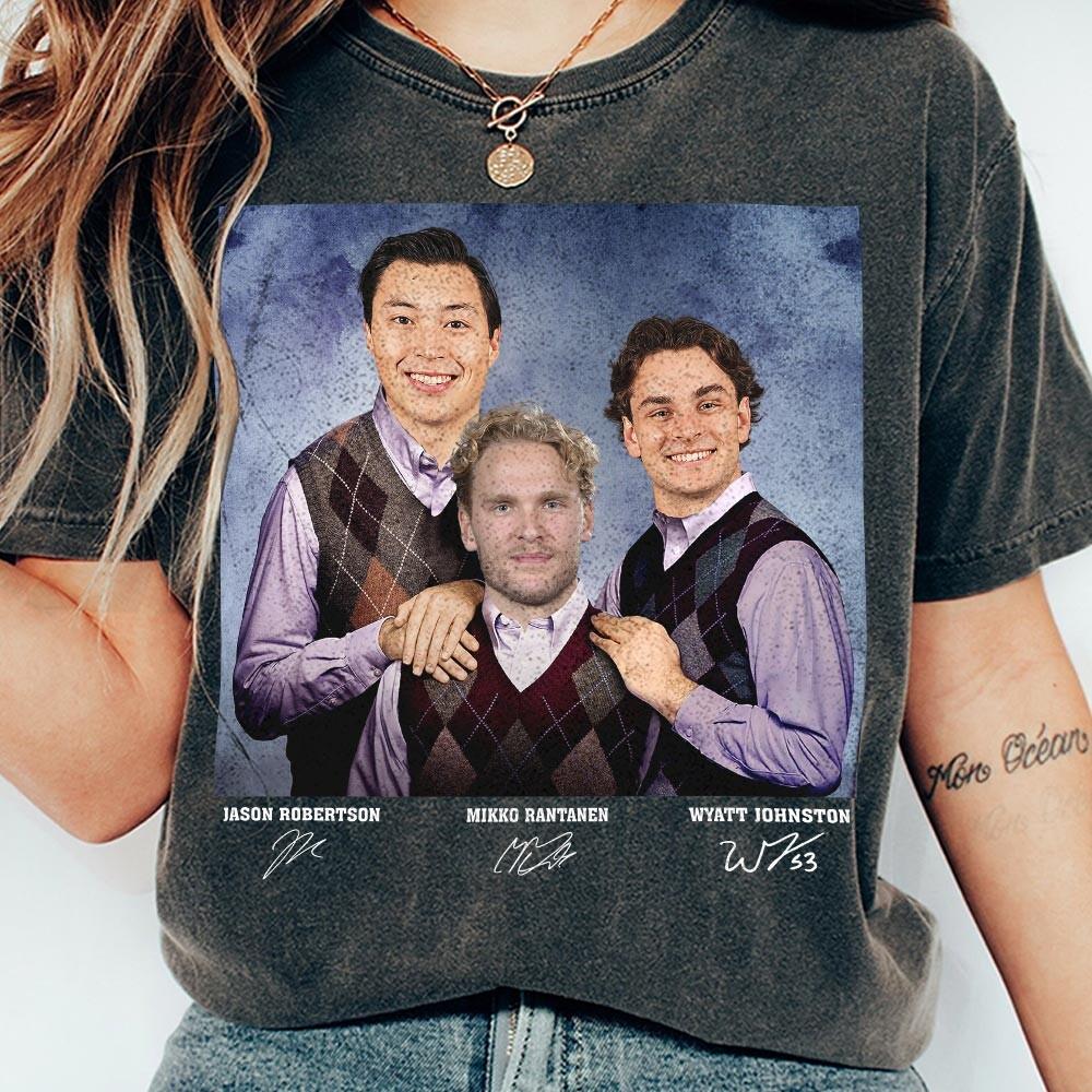 Wyatt Johnston Jason Robertson Mikko Rantanen Vintage Hockey T-Shirt – Dallas Retro 90s Style Tee