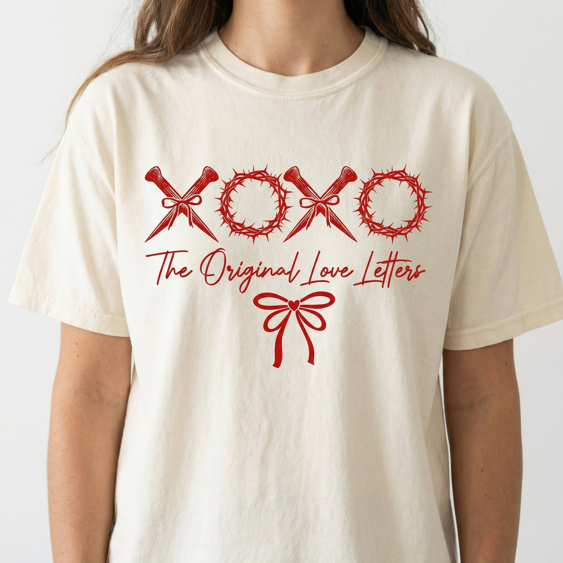 XOXO Original Love Letters Graphic T-Shirt – Christian Valentine Bow Design