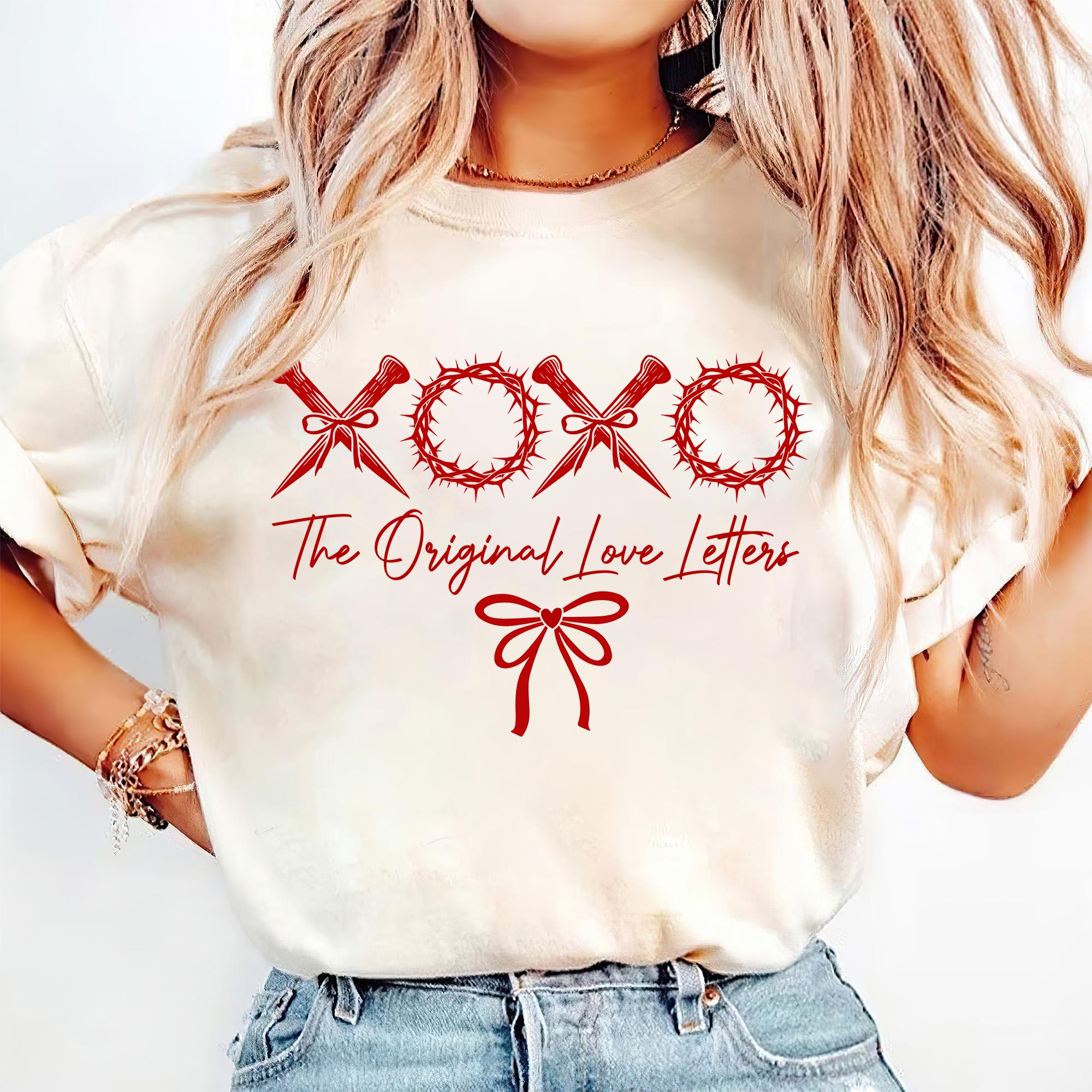 XOXO Original Love Letters Graphic T-Shirt – Christian Valentine Bow Design