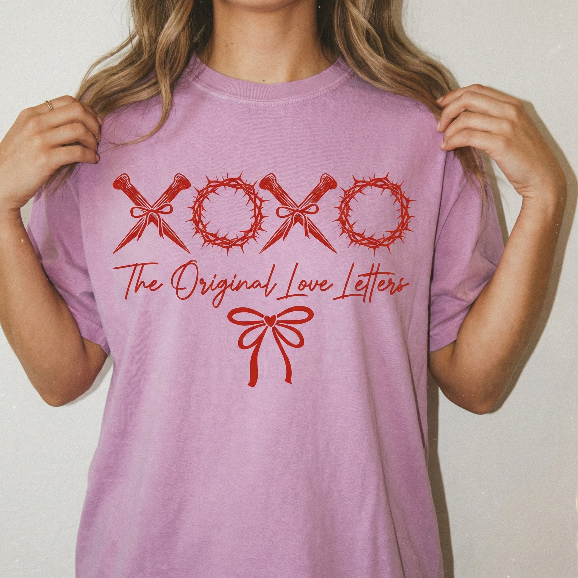 XOXO Original Love Letters Graphic T-Shirt – Christian Valentine Bow Design