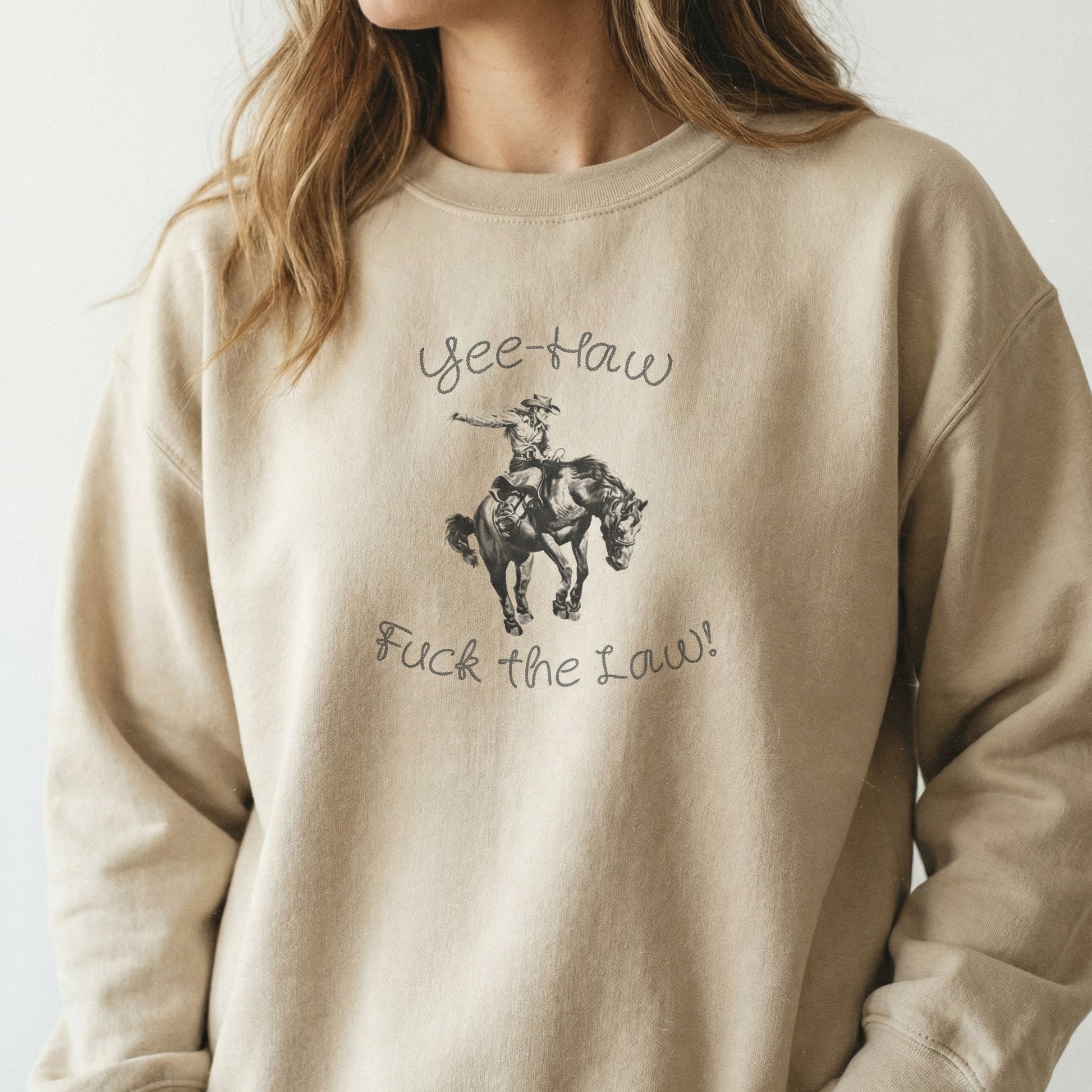 Yee Haw Outlaw Graphic T-Shirt – Funny Western Cowgirl Tee – Retro Rodeo Shirt