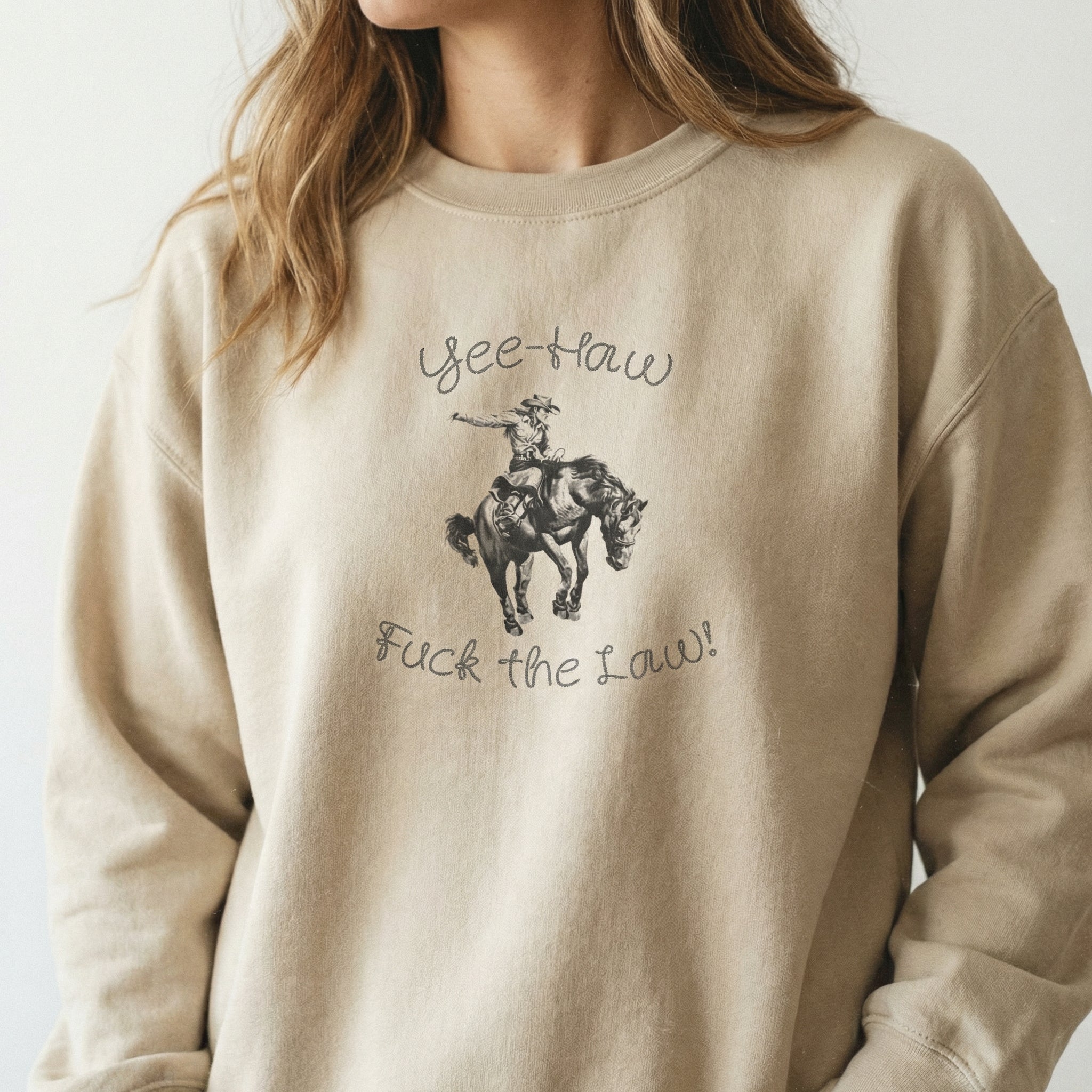 Yee Haw Outlaw Graphic T-Shirt – Funny Western Cowgirl Tee – Retro Rodeo Shirt