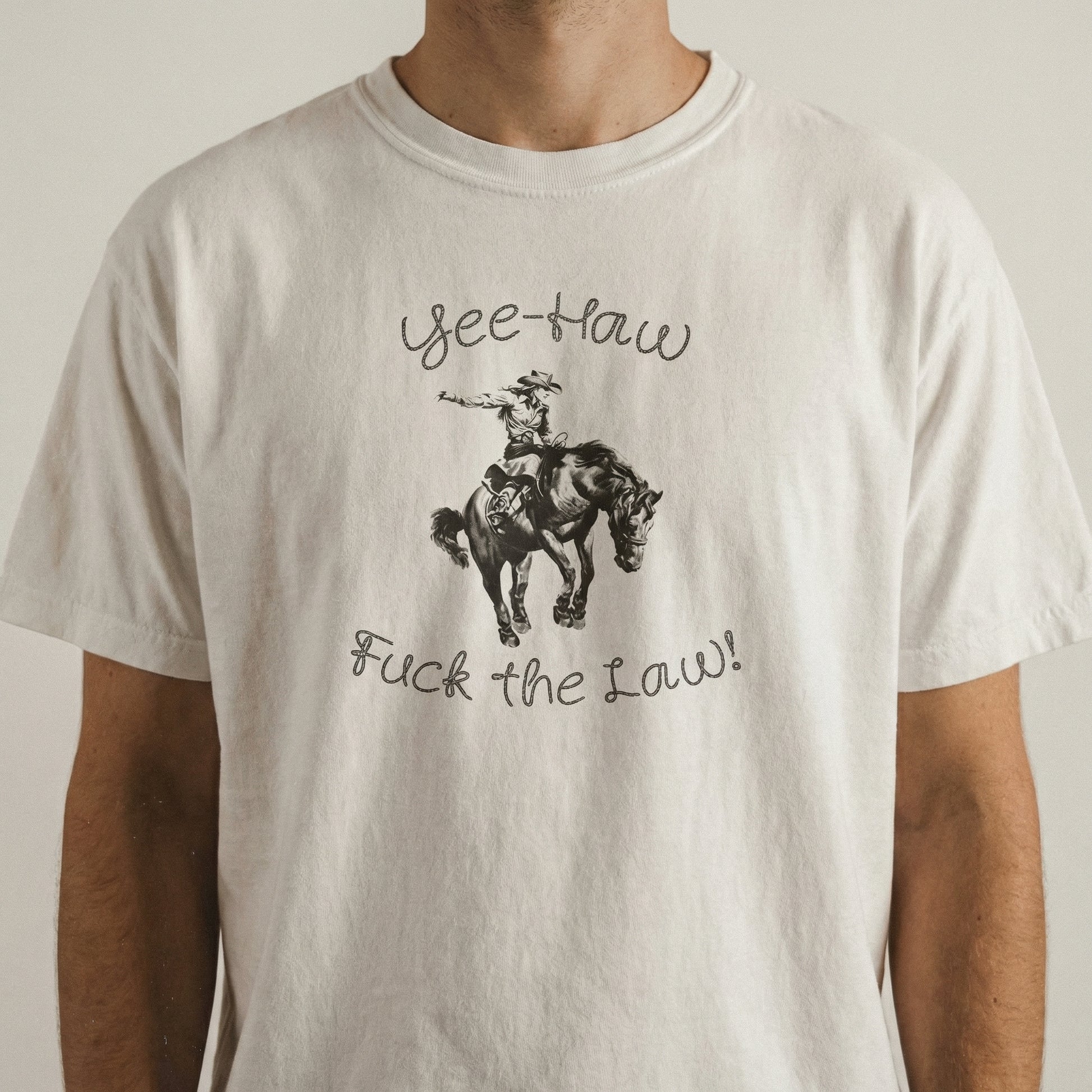 Yee Haw Outlaw Graphic T-Shirt – Funny Western Cowgirl Tee – Retro Rodeo Shirt