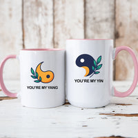 Yin Yang With Leaves Matching Mugs For Couples
