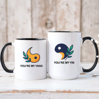 Yin Yang With Leaves Matching Mugs For Couples