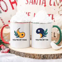 Yin Yang With Leaves Matching Mugs For Couples