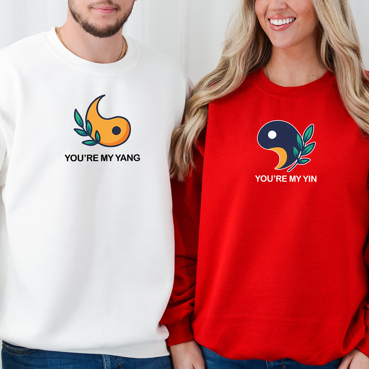 Yin Yang With Leaves Matching Hoodies For Couples