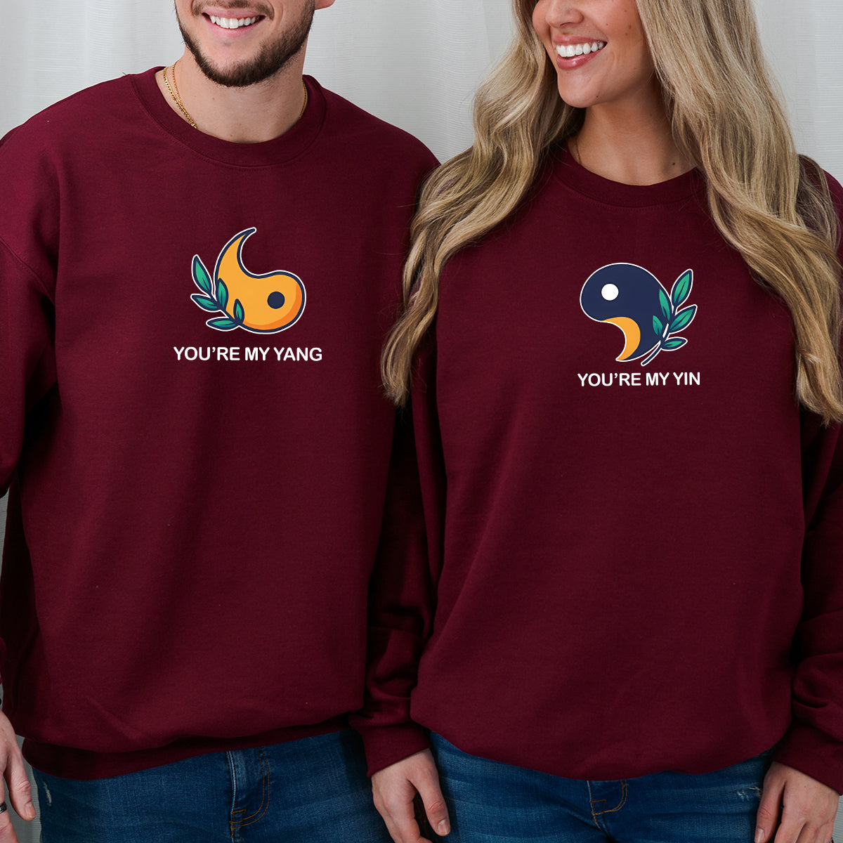 Yin Yang With Leaves Matching Hoodies For Couples