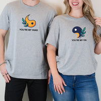 Yin Yang With Leaves Matching T-Shirts For Couples