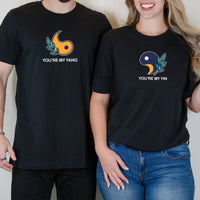 Yin Yang With Leaves Matching T-Shirts For Couples