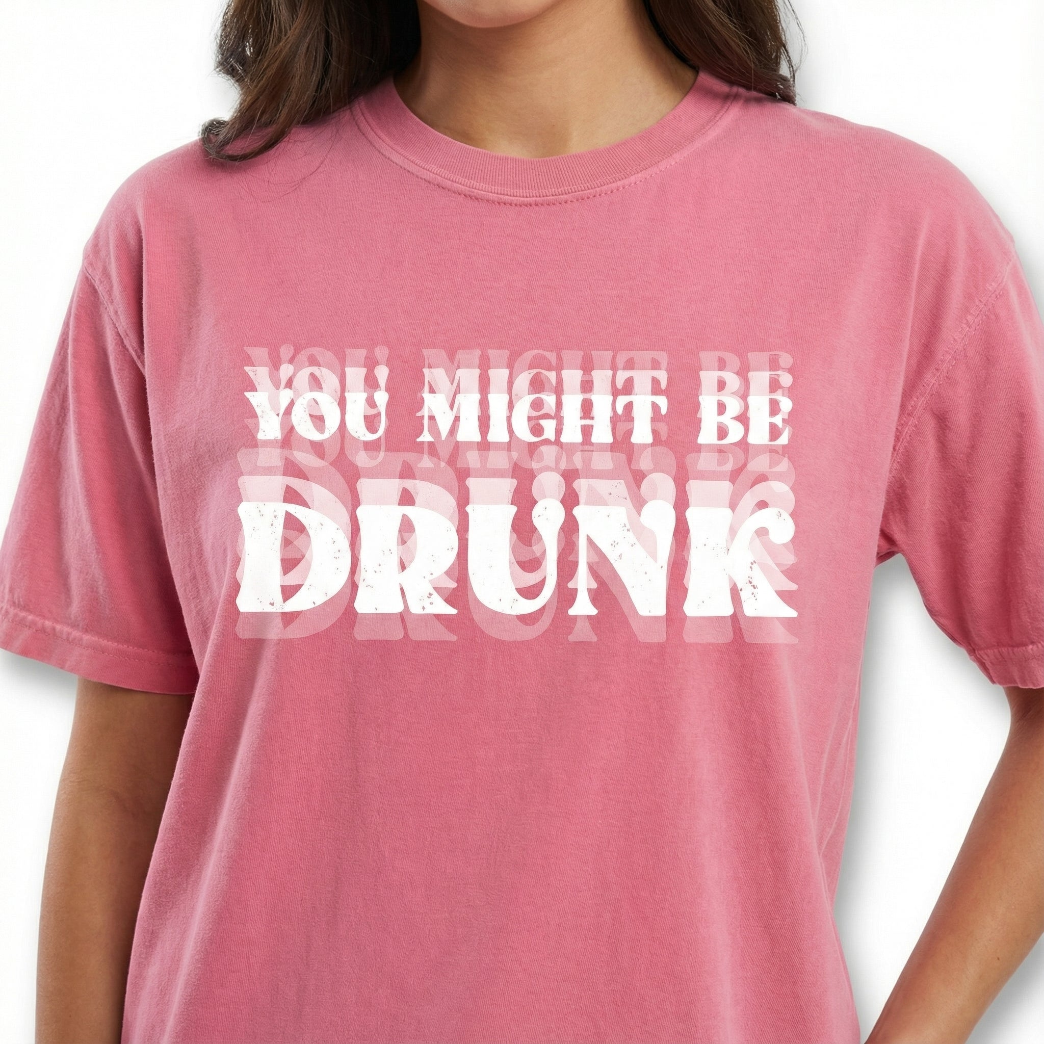 You Might Be Drunk Funny Shirt – Glitchy Text Graphic Tee – Casual Humor Wear