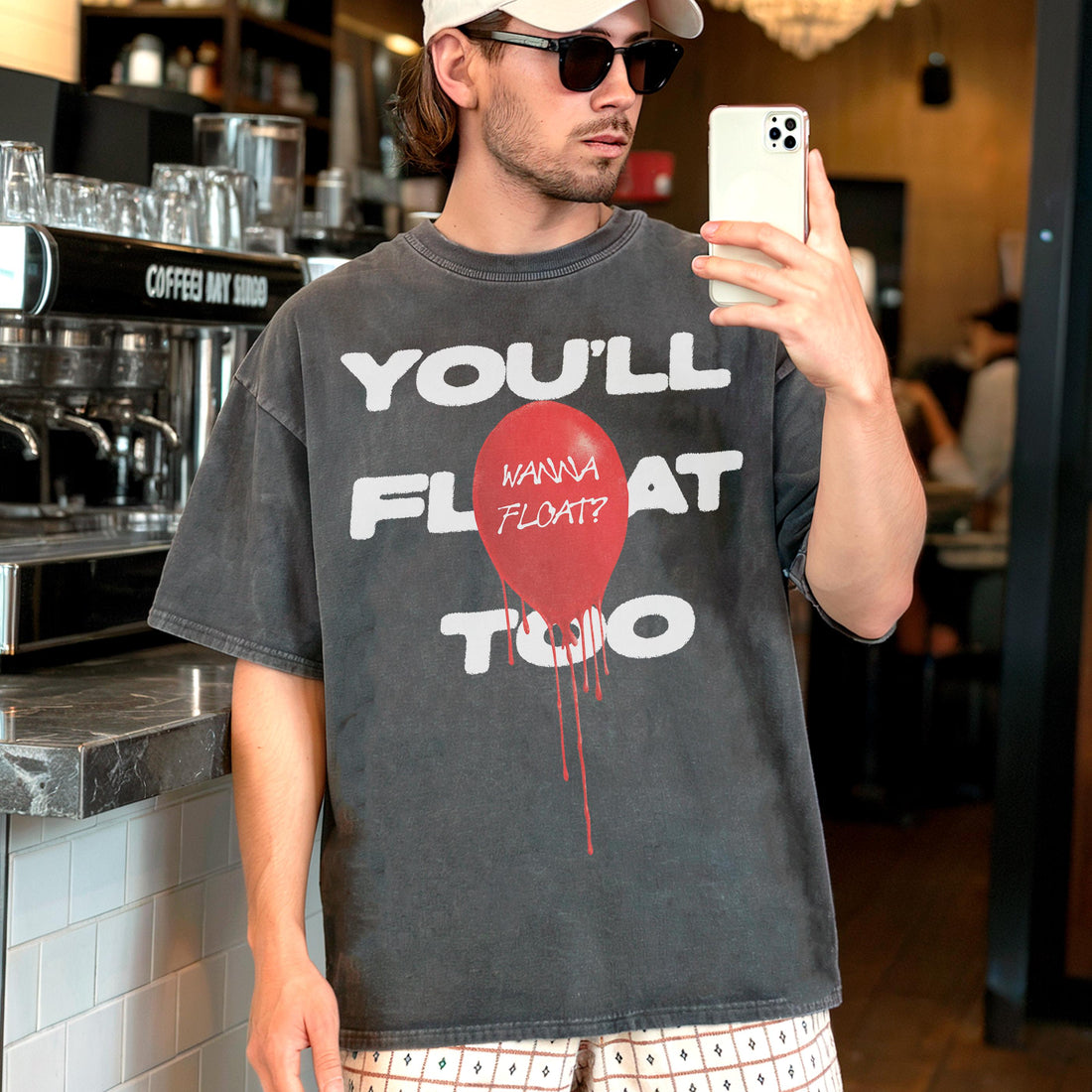 You’ll Float Too Balloon T-Shirt – Horror Movie Penny-Wise Inspired Graphic Tee